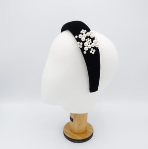 veryshine.com Headband black silk velvet headband pearl stud embellished headband luxury hair accessory for women