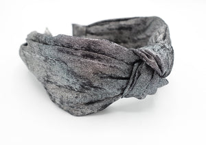 veryshine.com Headband Black silver metallic fabric top knot headband hair accessory for women