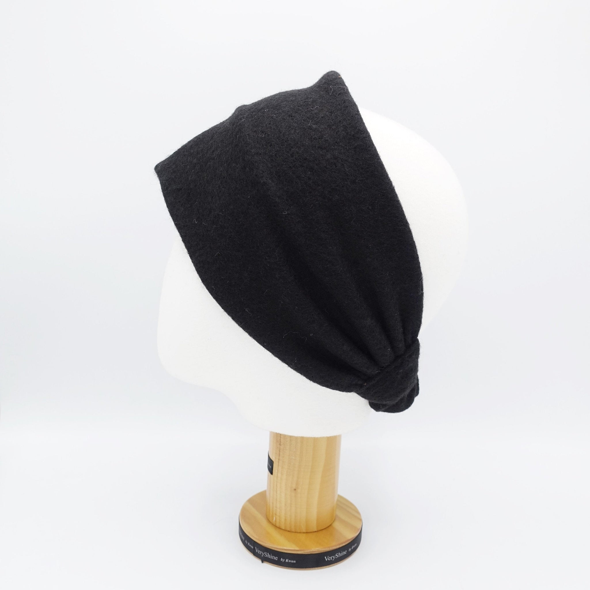 veryshine.com Headband Black solid fleece turban headband plain women elastic headwrap