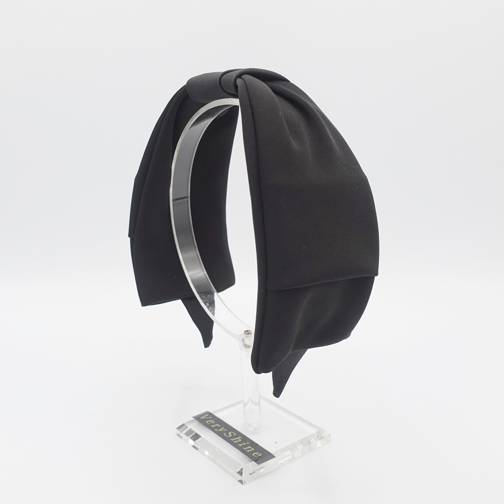 veryshine.com Headband Black solid satin bow tie headband formal hair accessory for women