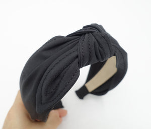 veryshine.com Headband Black stitched top knot headband casual hairband Fall hair accessory for women