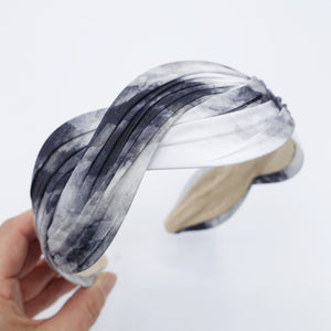 veryshine.com Headband Black tie dye pattern wave headband cross hairband for women