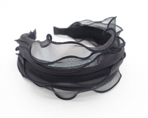 veryshine.com Headband Black triple lettuce hem headband organdy hairband mesh hair accessory for women