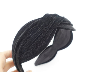 veryshine.com Headband Black velvet wave headband cross hairband for women