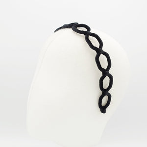 veryshine.com Headband Black velvet wrap honeycomb pattern headband for women hairband Fall Winter hair accessory