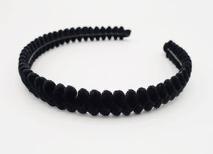 veryshine.com Headband Black velvet wrapped headband saw pattern hairband women hair accessory