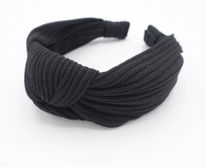 veryshine.com Headband Black wide corrugated top knotted headband women hair accessory