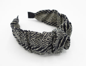 veryshine.com Headband Black wide herringbone headband pleated hairband Autumn color tone hair accessory