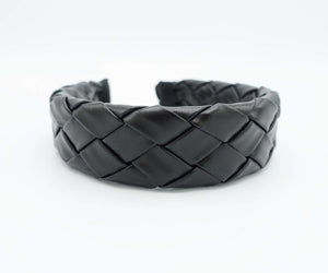 veryshine.com Headband Black widely plaited leather headband hairband casual women hair accessory
