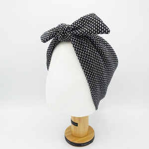 veryshine.com Headband Black wired bow headwrap knit headband Autumn hair accessory for women