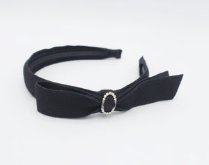 veryshine.com Headband Black woolen bow knot headband rhinestone embellished hairband thin hairband for women