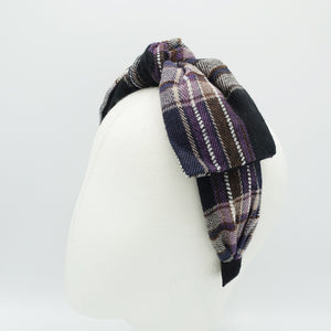 veryshine.com Headband Black woolen plaid check bow tie headband high quality hairband for women