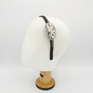 veryshine.com Headband bling headband pearl glass rhinestone embellished oval thin hairband women hair accessory