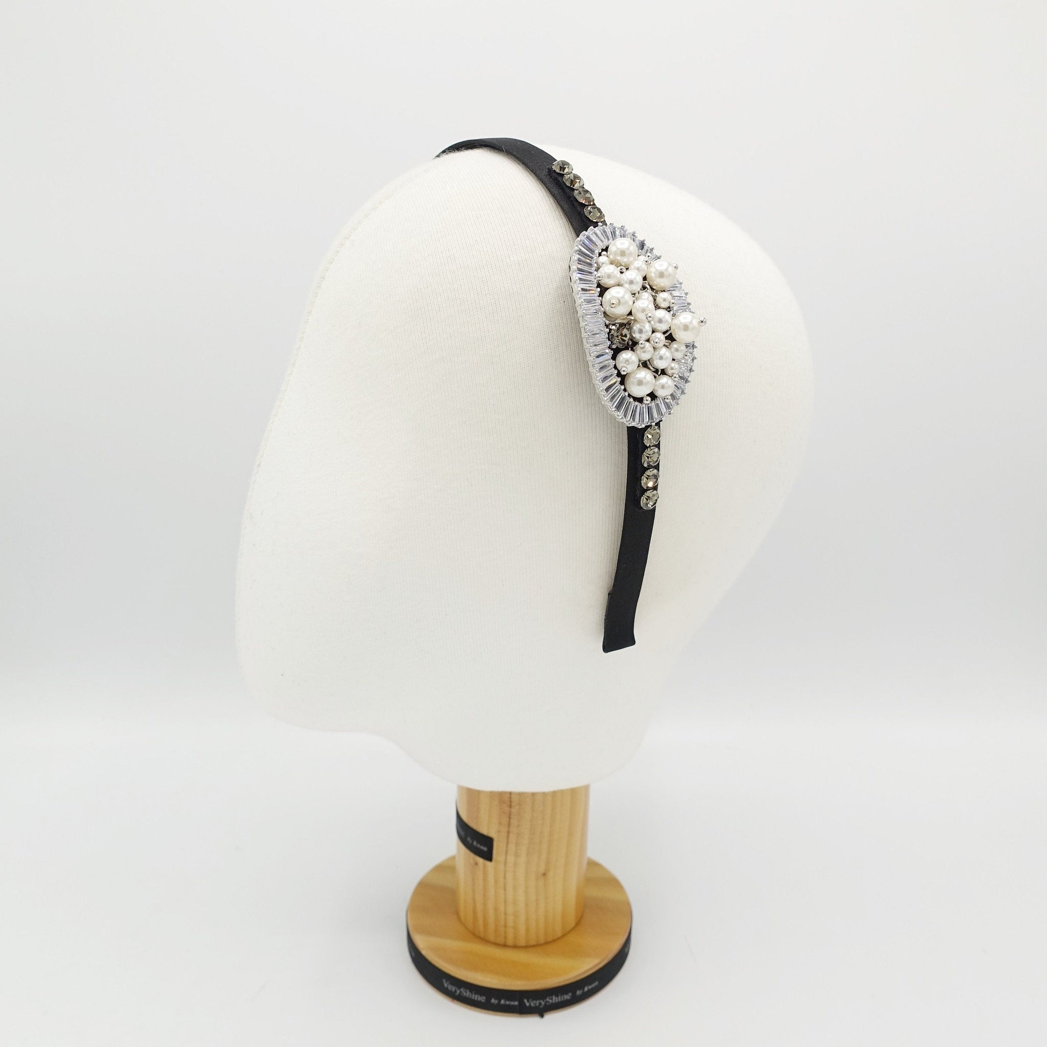 veryshine.com Headband bling headband pearl glass rhinestone embellished oval thin hairband women hair accessory