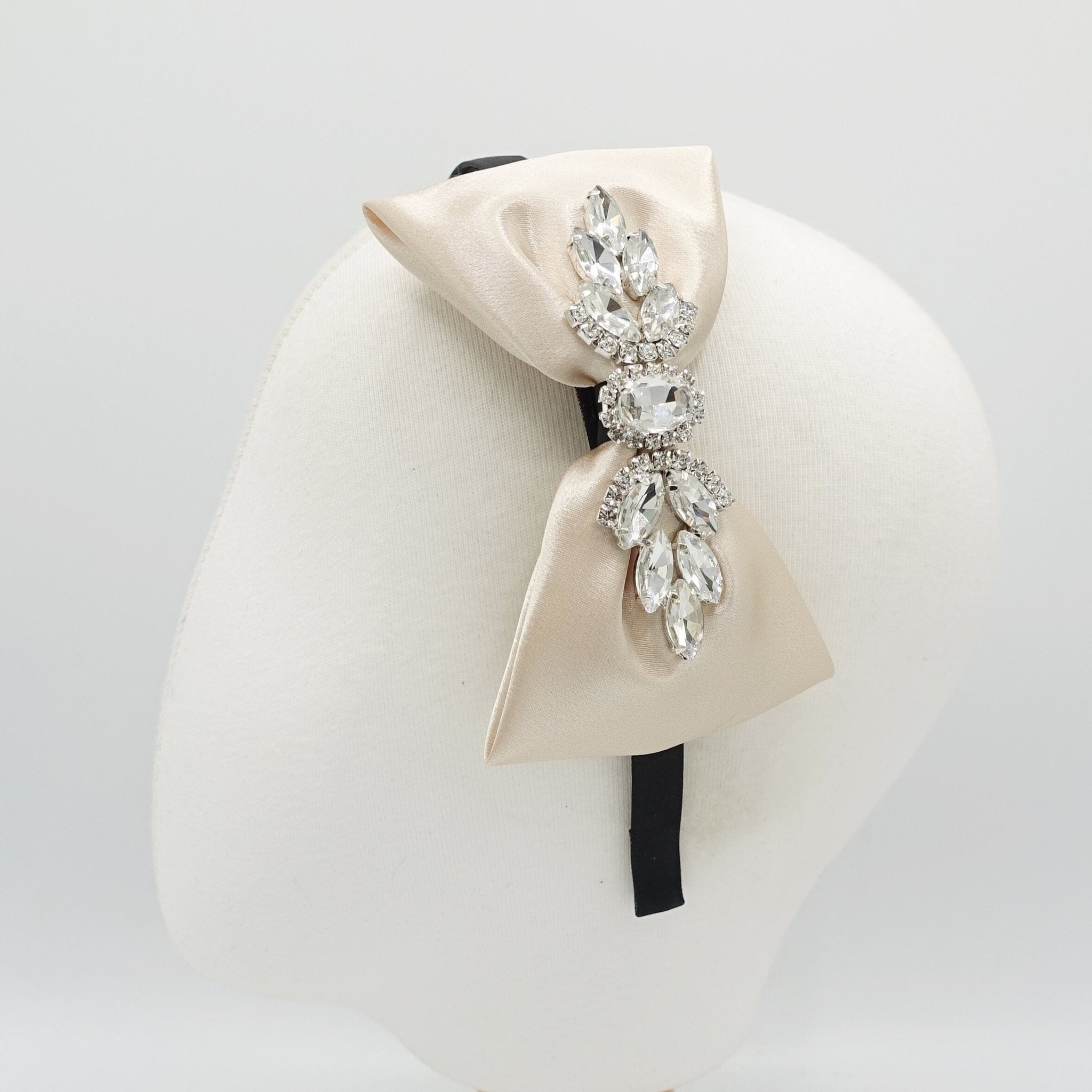 veryshine.com Headband bling rhinestone leaf headband satin bow hairband special hair accessory for women