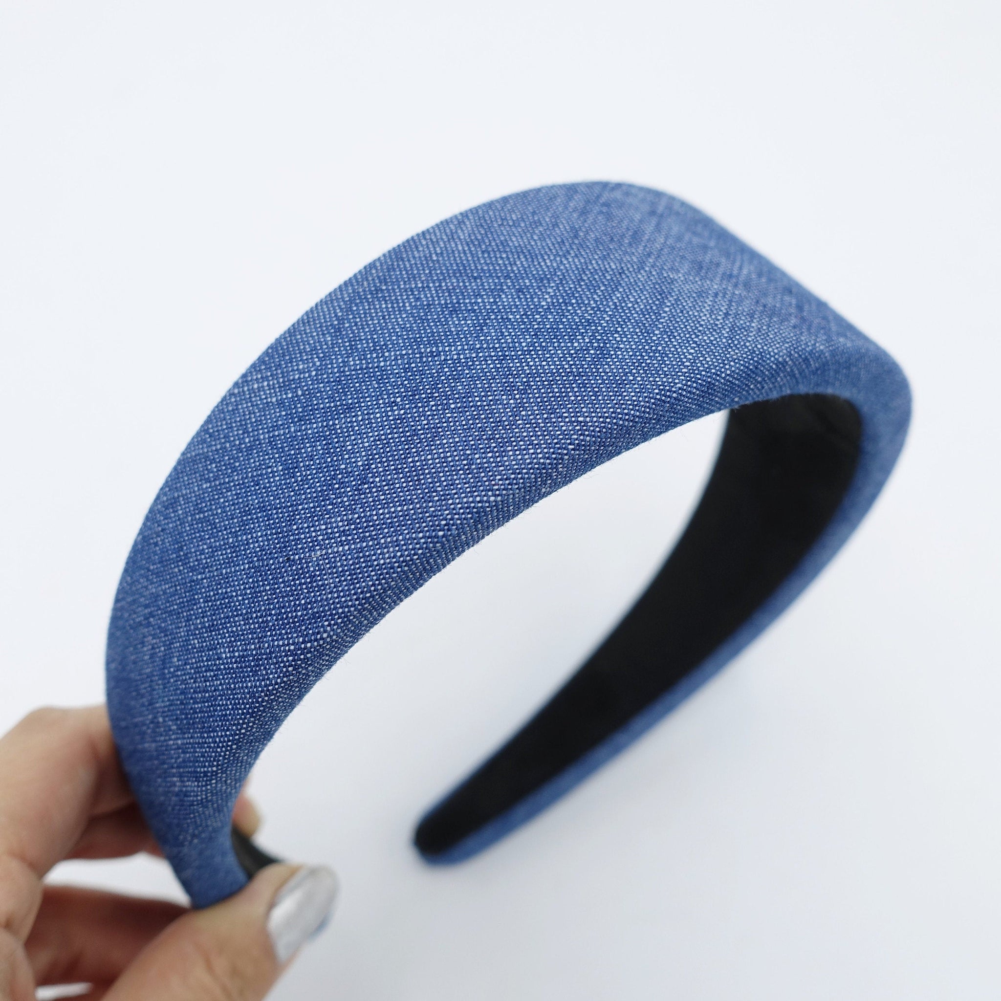 veryshine.com Headband blue denim padded headband casual cotton hairband for women