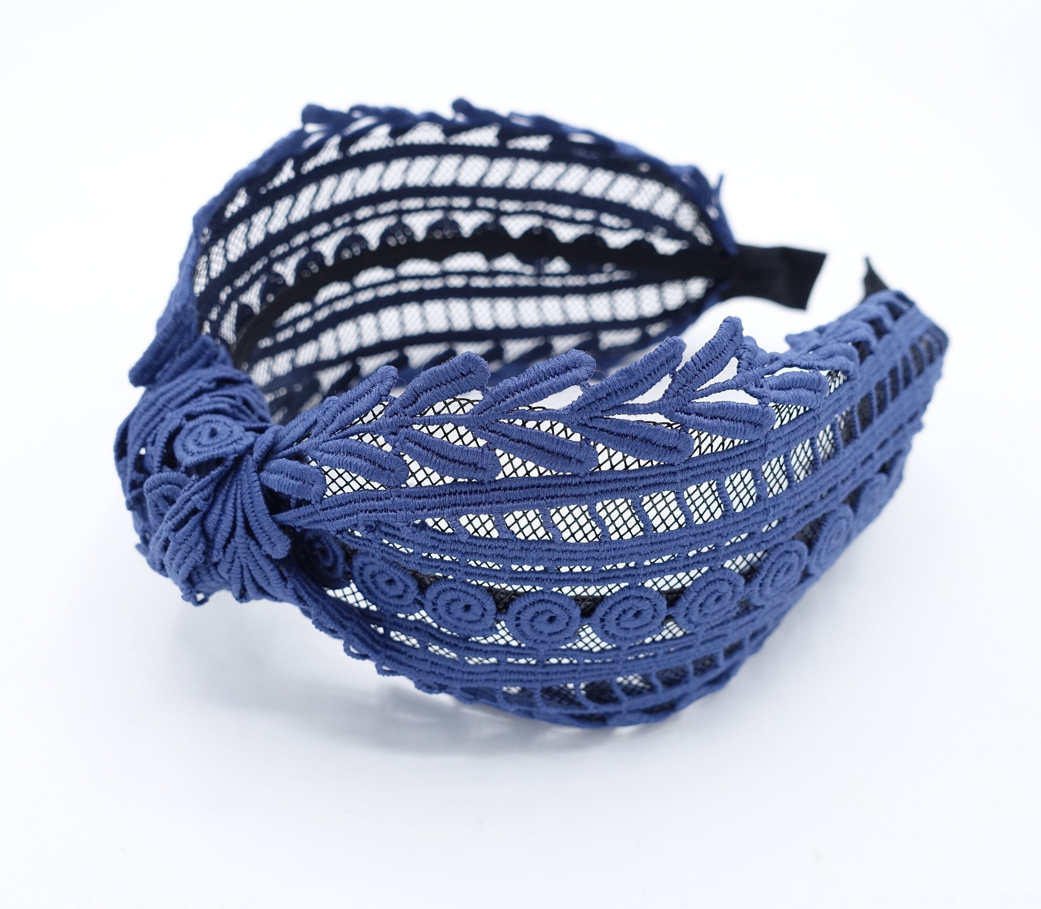 veryshine.com Headband Blue knotted mesh herringbone headband translucent hairband