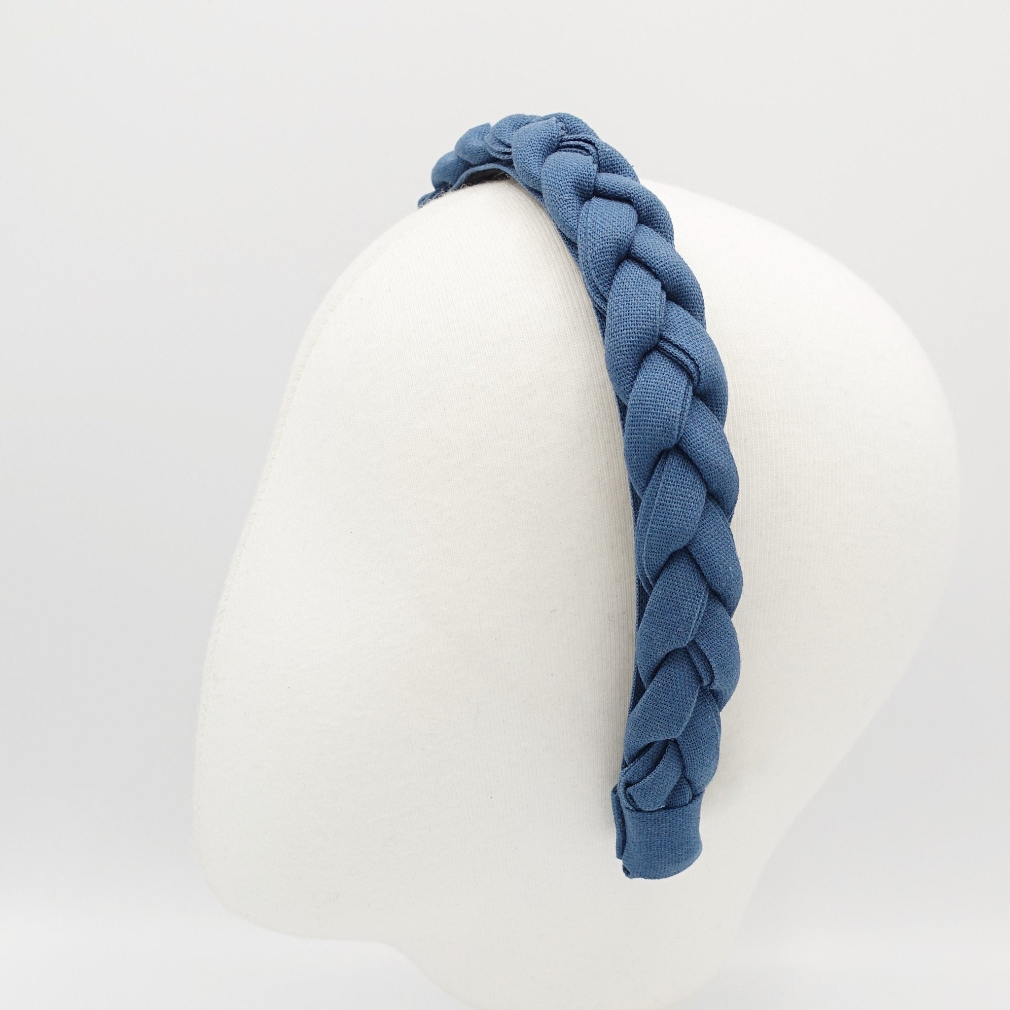 veryshine.com Headband Blue narrow braided headband linen braided hairband simple hair accessory for women