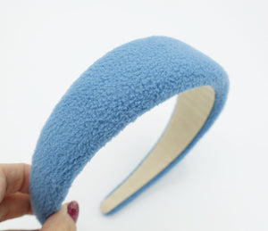 veryshine.com Headband Blue polar fleece headband padded hairband Fall Winter casual hair accessory for women