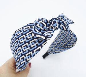 veryshine.com Headband Blue rectangular chain print headband knotted chiffon hairband for women