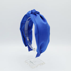 veryshine.com Headband Blue satin double layered knot headband solid hairband women hair accessory