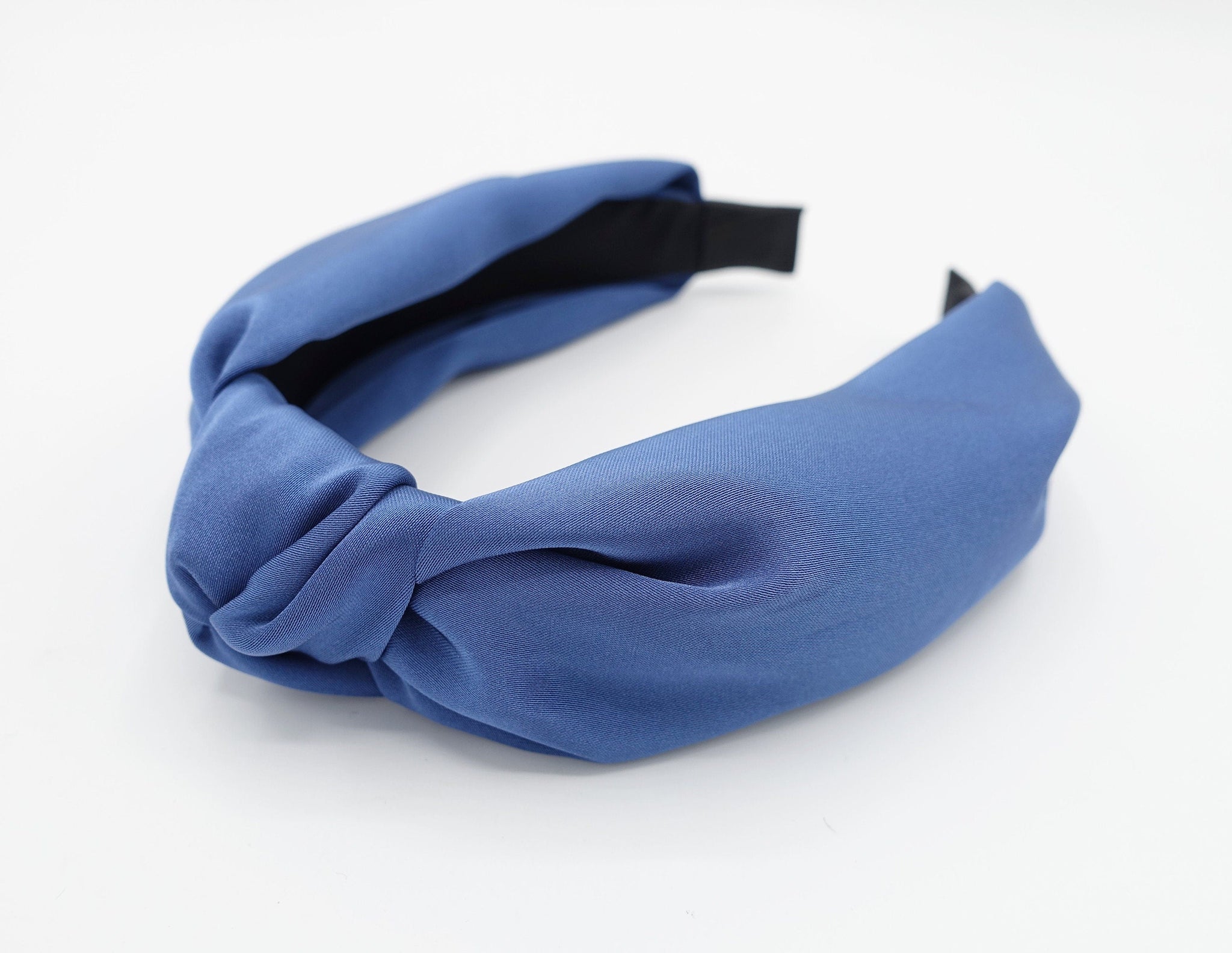 veryshine.com Headband Blue silk satin top knot headband Fall Winter color hairband glossy women hair accessory