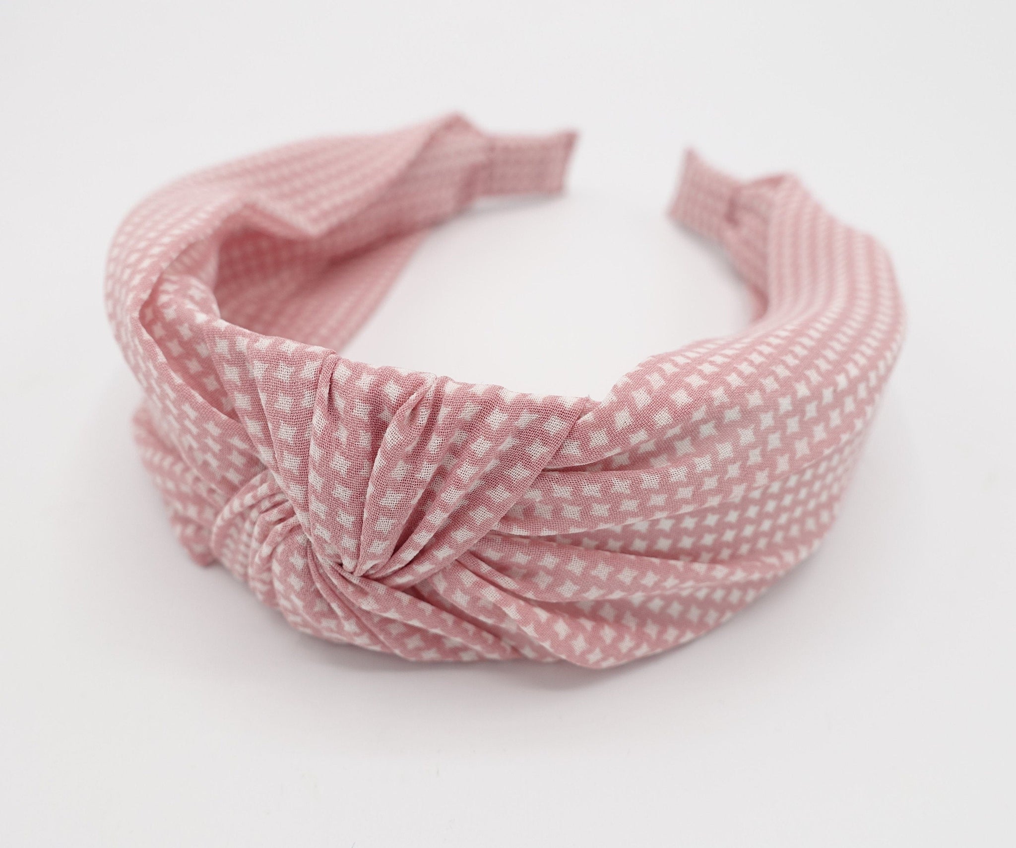 veryshine.com Headband Blush pink micro houndstooth knot headband chiffon hairband for women
