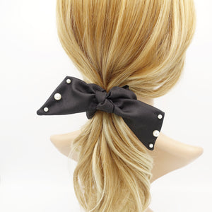 veryshine.com Headband bow knot scrunchies pearl stud embellished headband hair elastic bow scrunchies