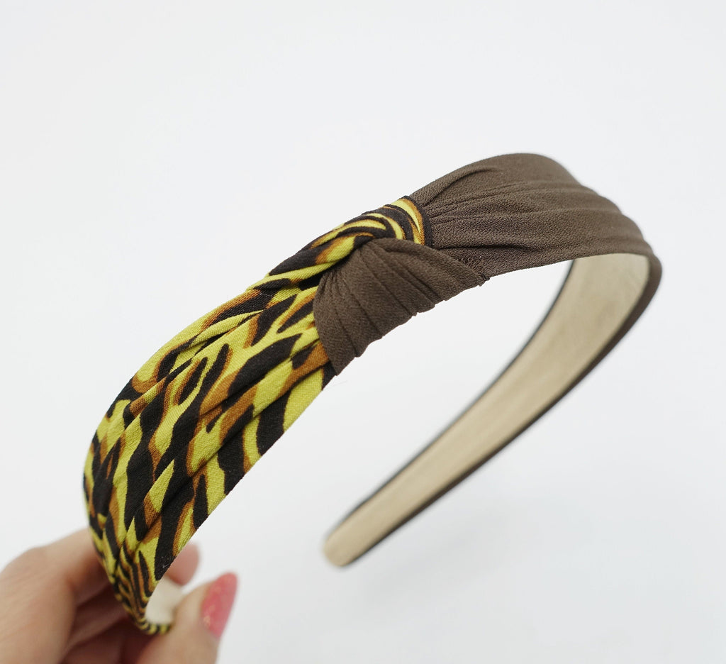 veryshine.com Headband Brown animal print headband two tone knotted hairband leopard python hair accessory for women