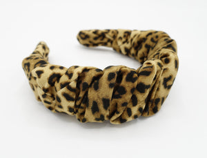 veryshine.com Headband Brown leopard headband spiral pleated hairband stylish hair accessory for women