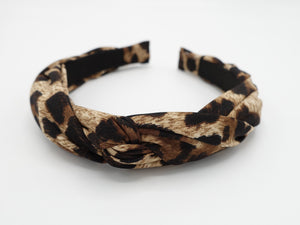 veryshine.com Headband Brown leopard print  print 2 strand crossed round braided headband for women