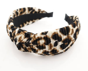 veryshine.com Headband Brown pleated leopard print hairband fashion women top knot headband
