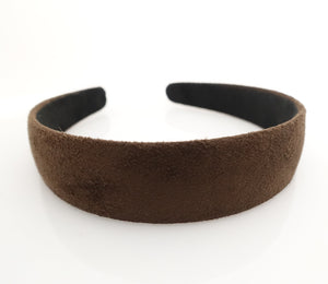 veryshine.com Headband Brown solid suede fabric hairband medium width natural fashion headband