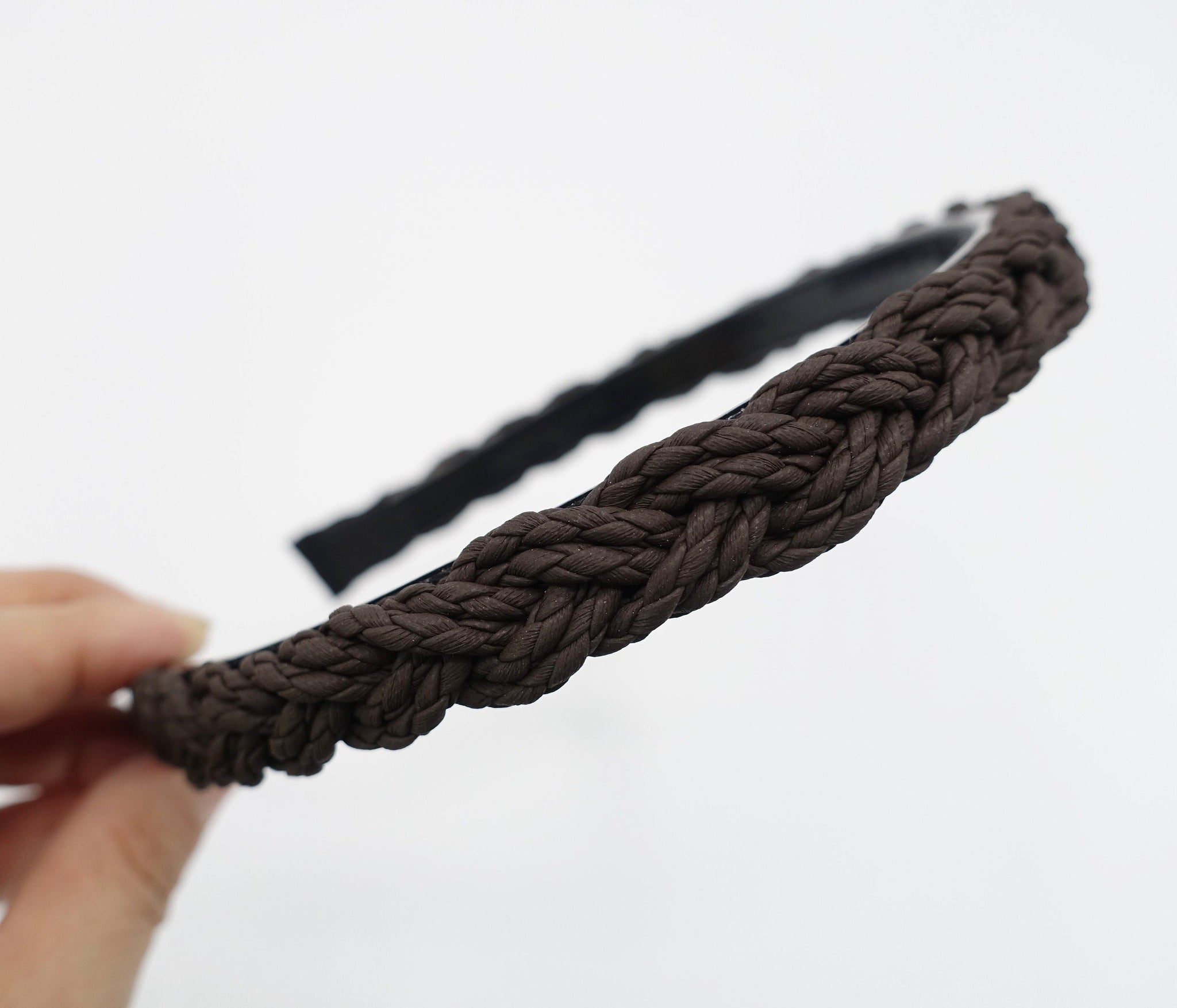 veryshine.com Headband Brown thread strand braided headband basic thin hairband women hair accessory