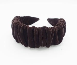 veryshine.com Headband Brown velvet headband ruched hairband glittering fabric hair accessory shop for women