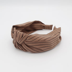 veryshine.com Headband Brownish beige knotted stripe pattern headband women hairband