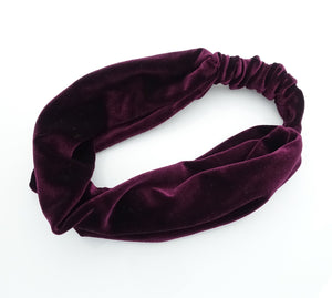 veryshine.com Headband Burgundy plain velvet fashion headband women elastic hair turban headwrap