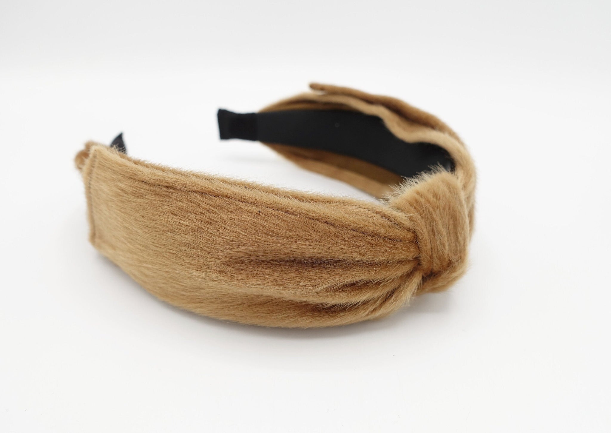veryshine.com Headband Camel fabric fur bow tie headband women hairband
