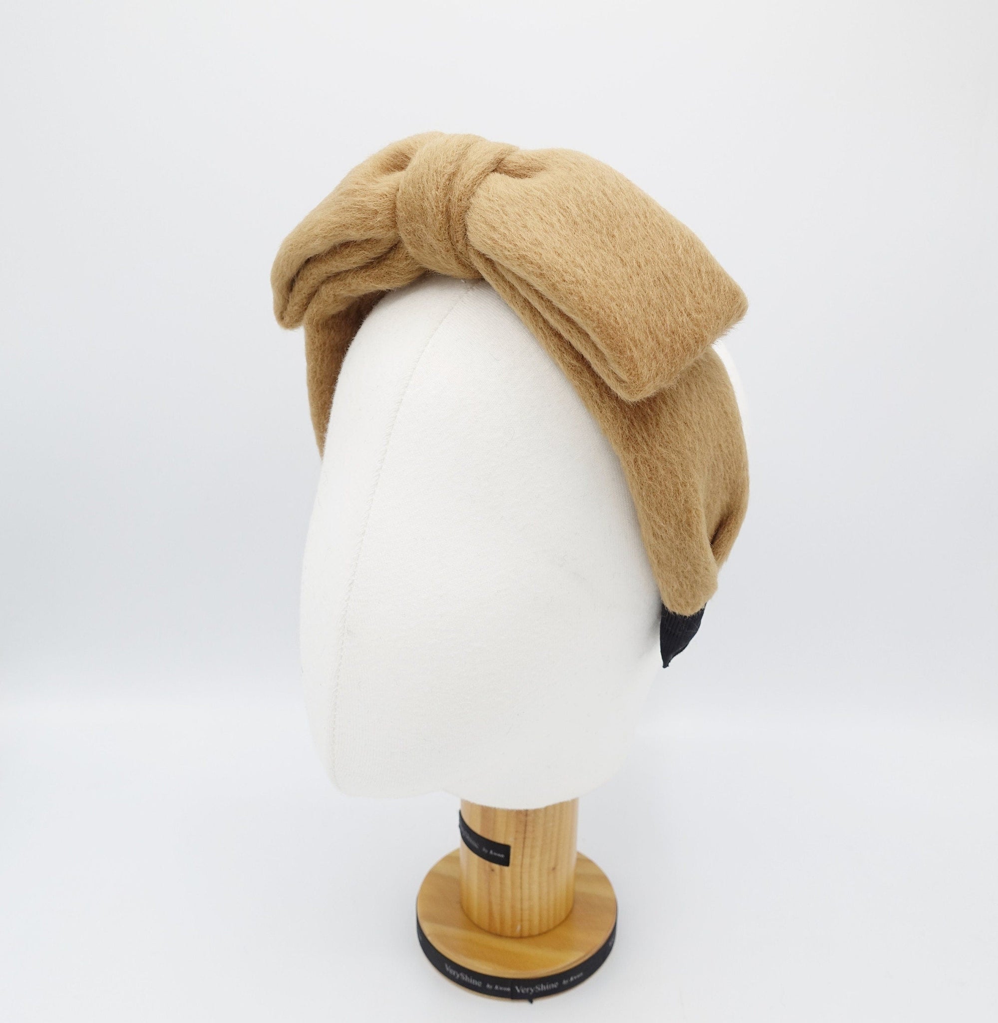 veryshine.com Headband Camel lambswool bow headband Winter fur fashion wool hairband women hair accessory