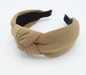 veryshine.com Headband Camel solid thick fabric knotted headband simple basic practical hairband women hair accessory