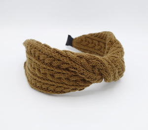 veryshine.com Headband Caramel cable knit headband twist Winter hairband women hair accessory for women