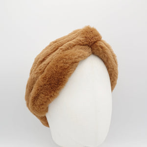 veryshine.com Headband Caramel fur cross headband fabric hair hairband soft winter hair turban