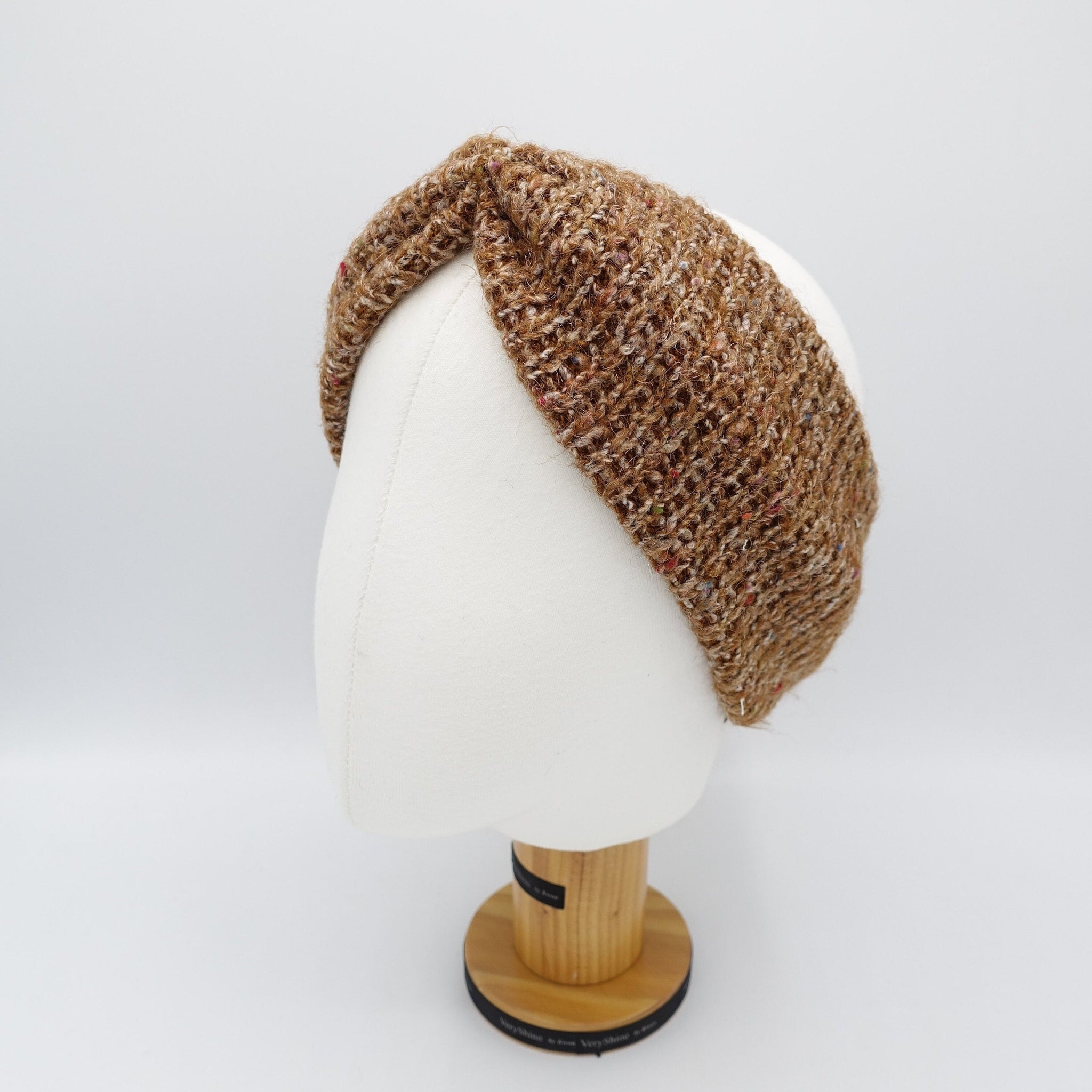 veryshine.com Headband Caramel heathered knit headband turban hair accessory Fall Winter hair accessory for women