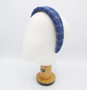 veryshine.com Headband chain print denim padded headband casual cotton hairband for women