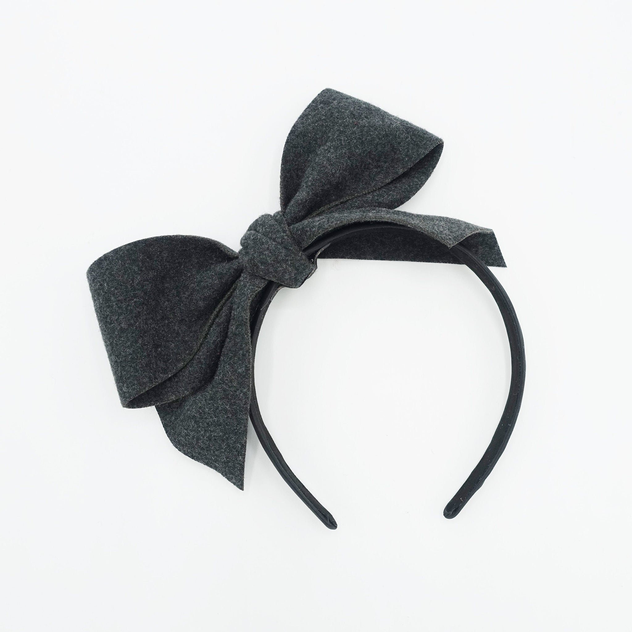 veryshine.com Headband Charcoal woolen bow knot headband black hairband cute hair accessory for women