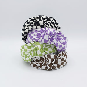 veryshine.com Headband checkered headband knot style hairband  casual hair accessory for women