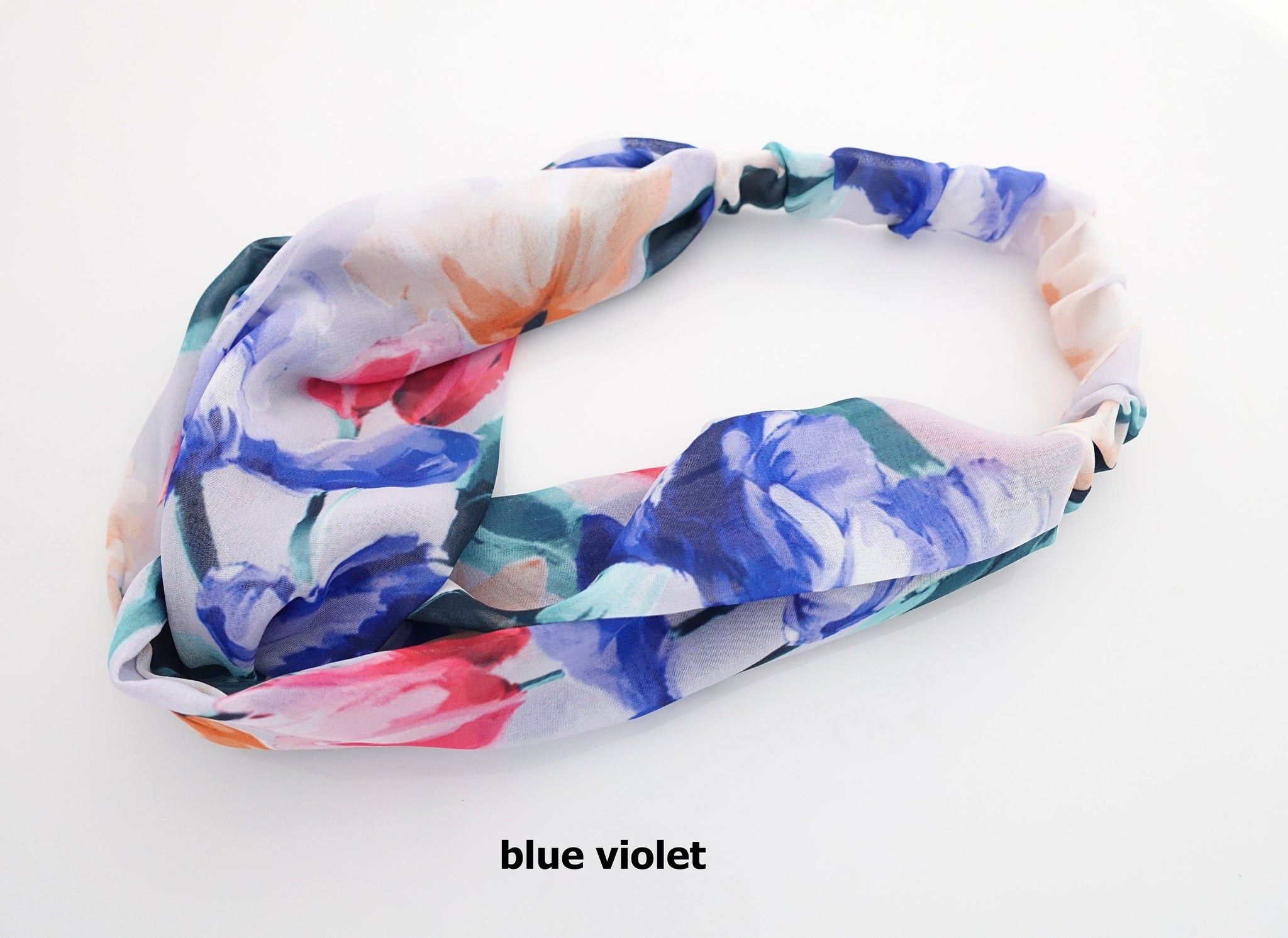 veryshine.com Headband chiffon brilliant color flower headband front cross twist elastic hairband woman hair accessory