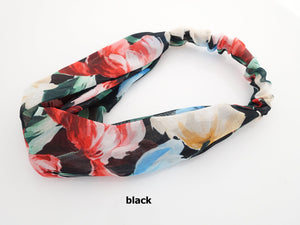 veryshine.com Headband chiffon brilliant color flower headband front cross twist elastic hairband woman hair accessory