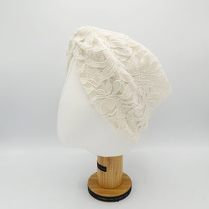 veryshine.com Headband Cream white flower lace span headband floral turban headwrap for women