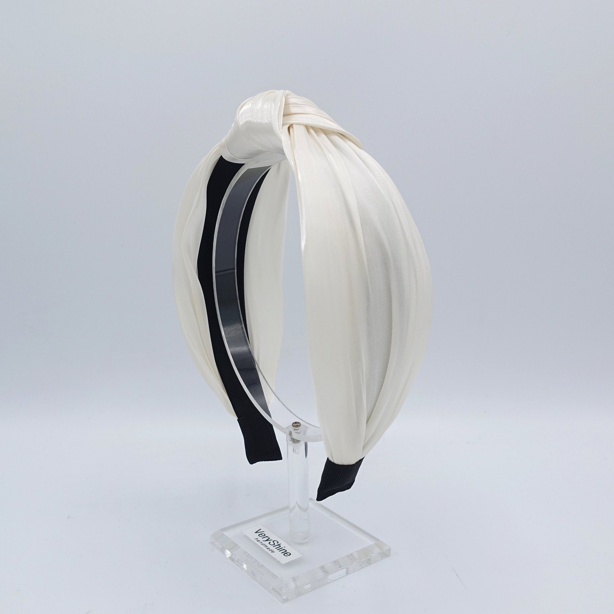 veryshine.com Headband Cream white organdy top knot headband solid color hairband hair accessory for women